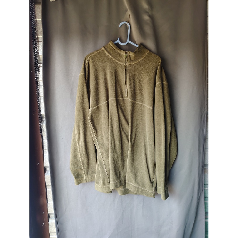 Life is Good Mens Quarter Zip Fleece Pullover Olive Green Mock Neck Large